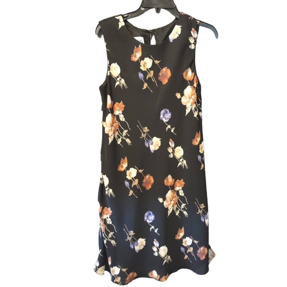 J. Stevens Floral Shift Dress Size 8 Vintage Boho Cottage‎ Core Black Sleeveless